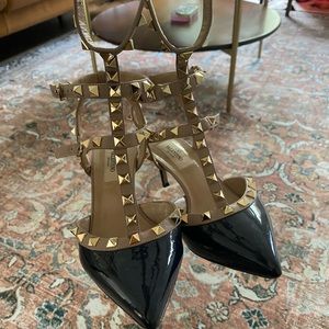 Valentino rock stud ankle strap heels